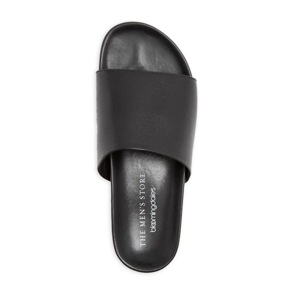 THE MENS STORE Mens Black Smith Toe Platform Slip On Leather Slide Sandals 7 M - Picture 3 of 4